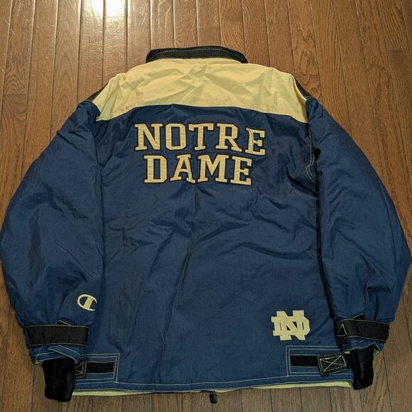 Vintage Notre Dame Champion Puffer Full Zip Jacket - Size M - Picture 4 of 4